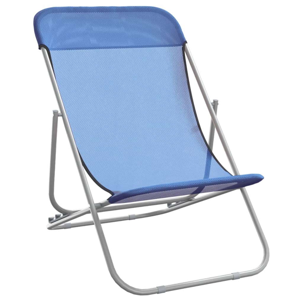 Chaises de plage pliantes 2pcs textilène acier enduit de poudre
