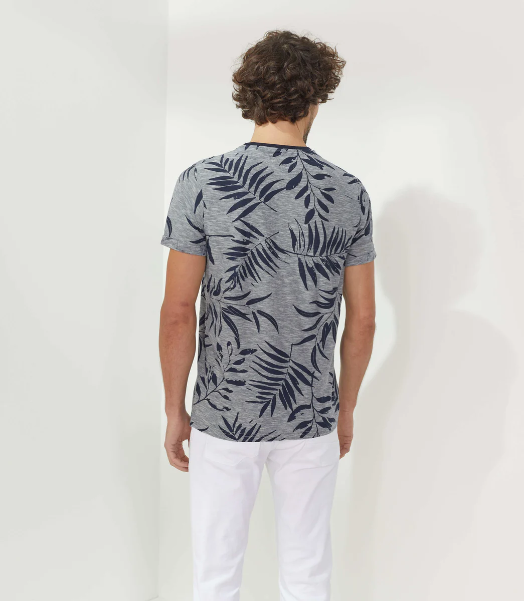T-shirt col rond imprimé marine 