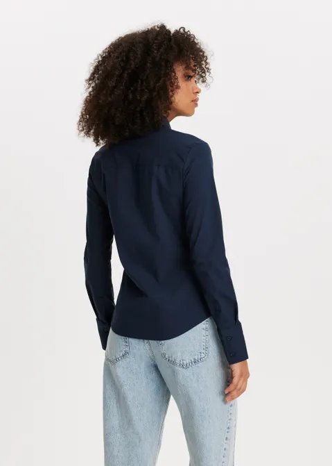 Basic stretch blouse blauw (BLW.D)