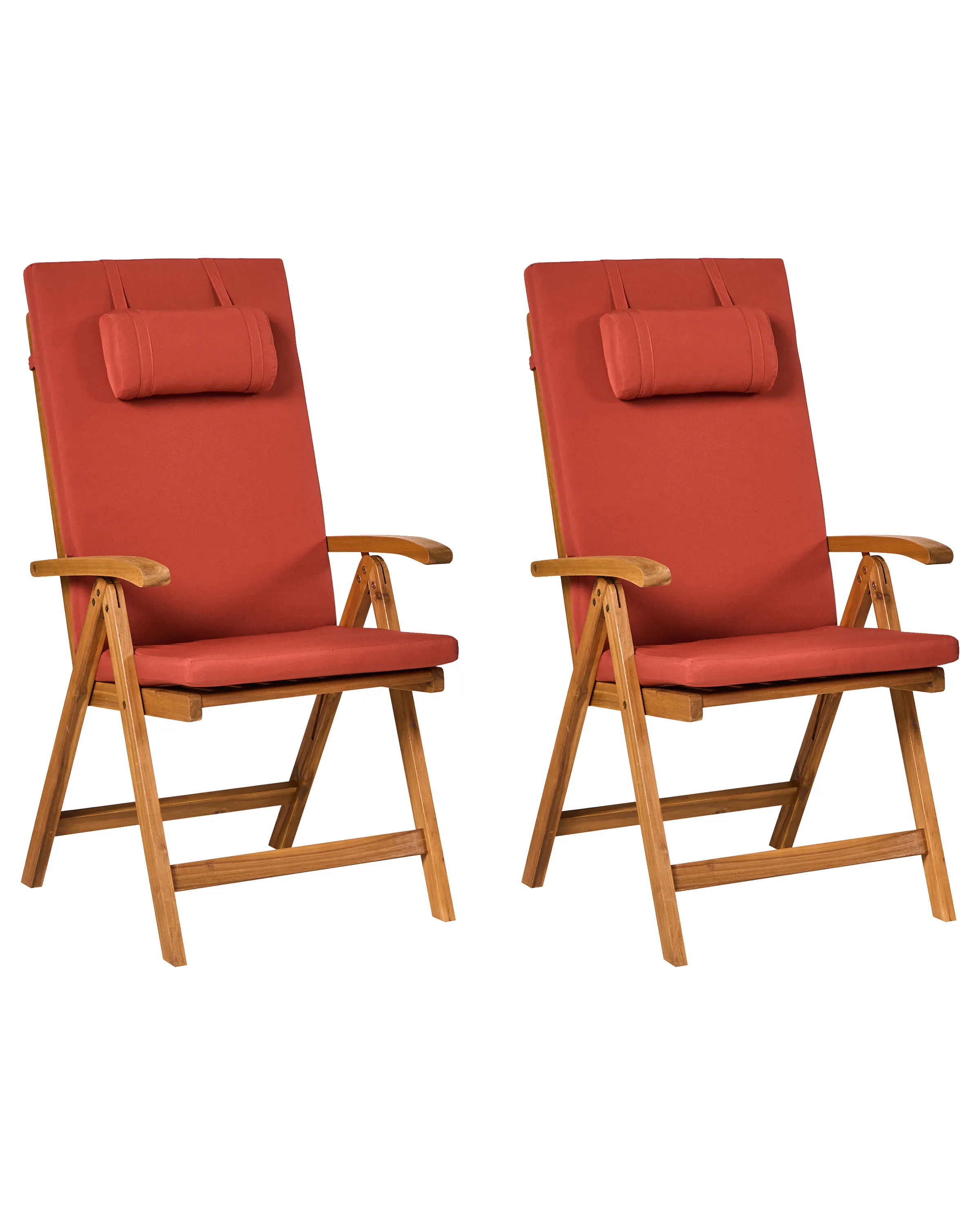 Set van 2 stoelen met zitkussen JAVA PREMIUM Acaciahout Rood