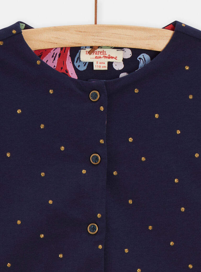 Cardigan réversible bleu foncé pour fille