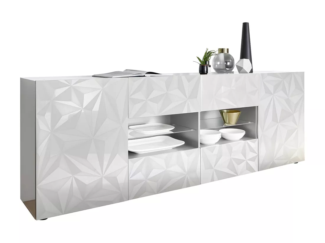 Buffet ERIS - 2 portes & 4 tiroirs - Blanc laqué