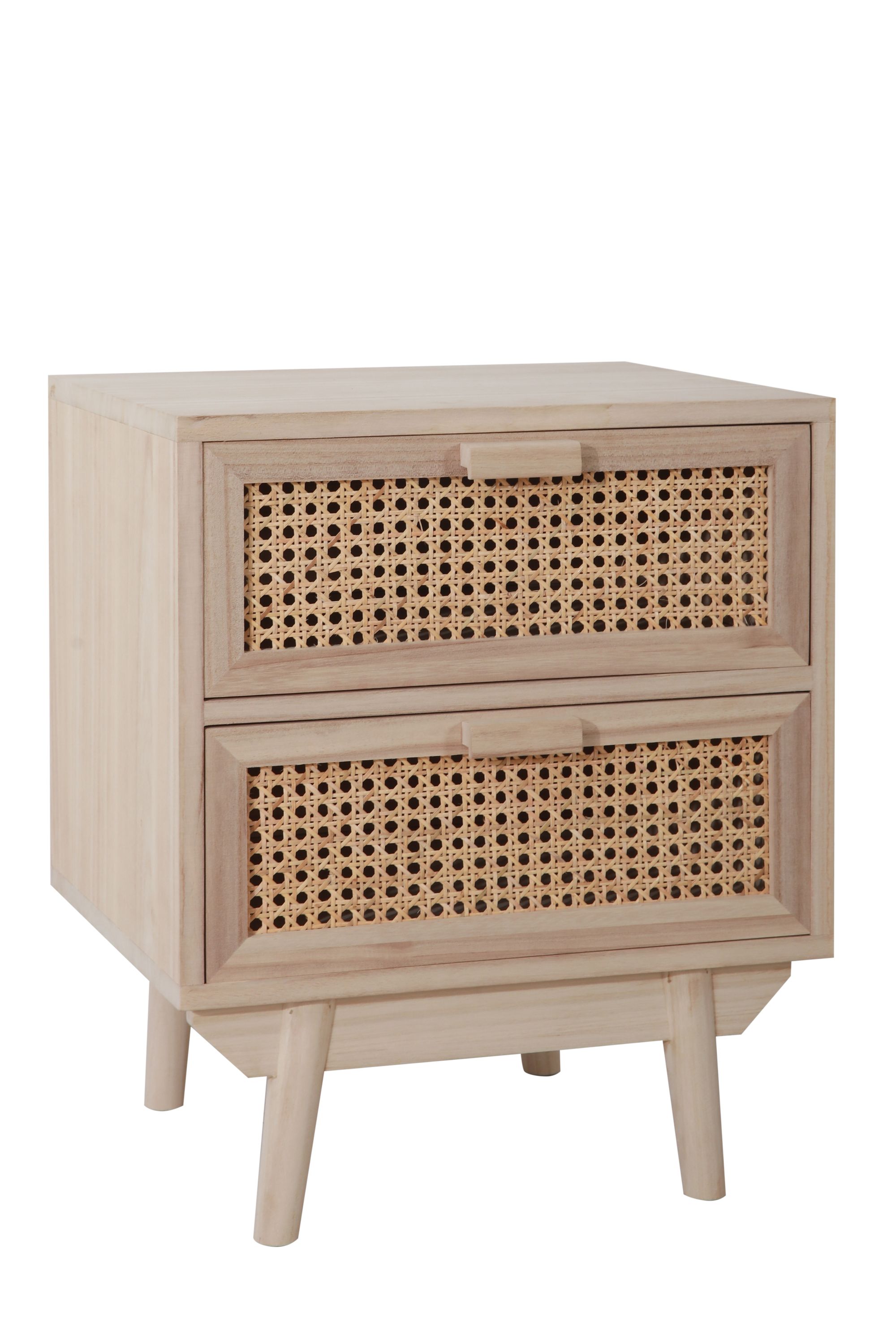 Nachtkommode 42x36 cm Rattangeflecht Nachtschrank Nako Beistelltisch
