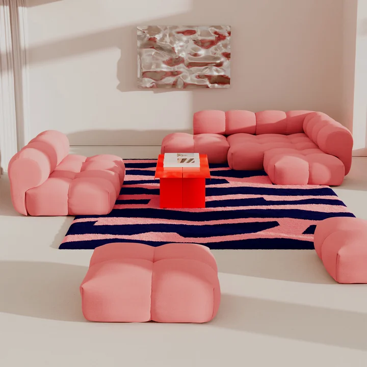 OUT Objekte unserer Tage - Sander 06 Rechts 3-Sitzer Sofa, steingrau (Berlin 801 by OUT)
