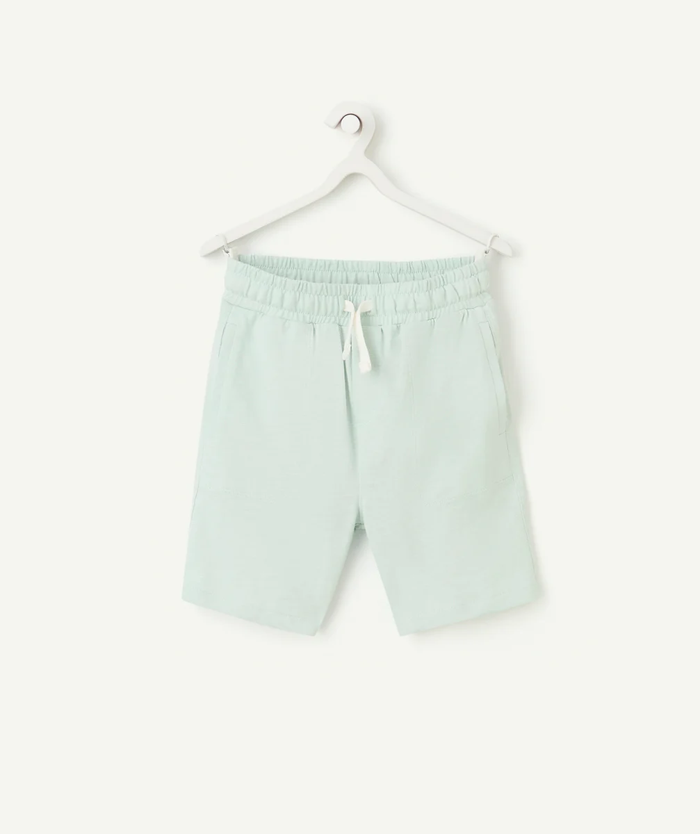 bermuda droit garçon en coton bio vert pastel