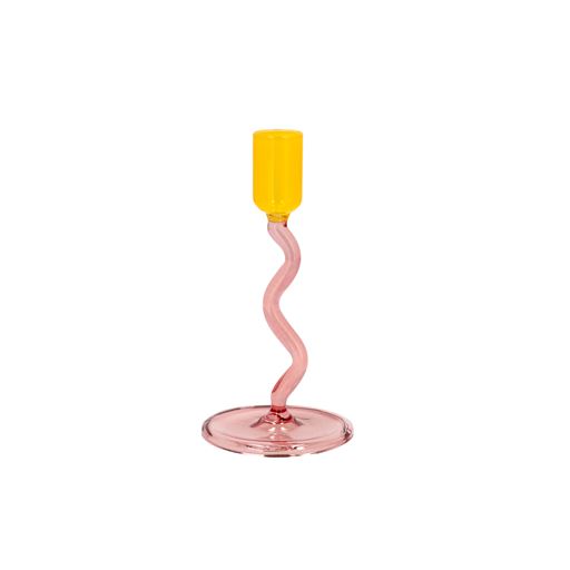 Villa Collection Styles Glaslysestage, Rose/Yellow