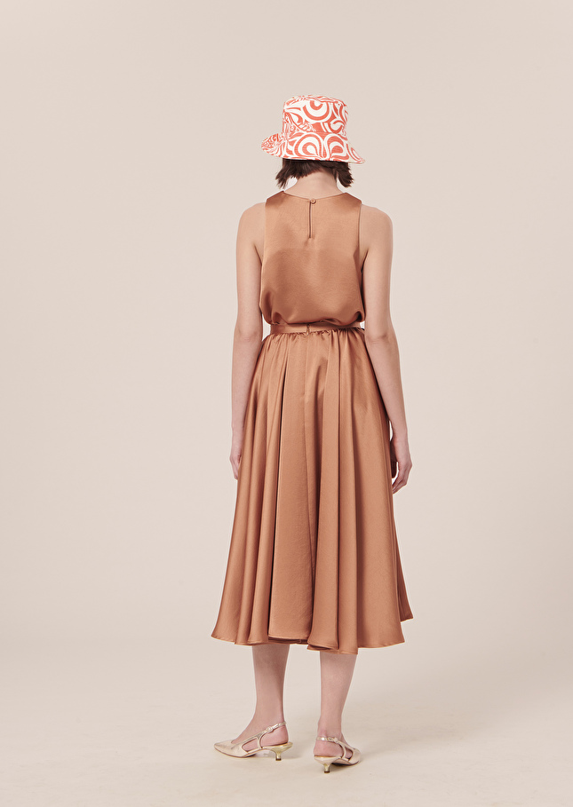 Jupe Jolandamarron en satin fluide