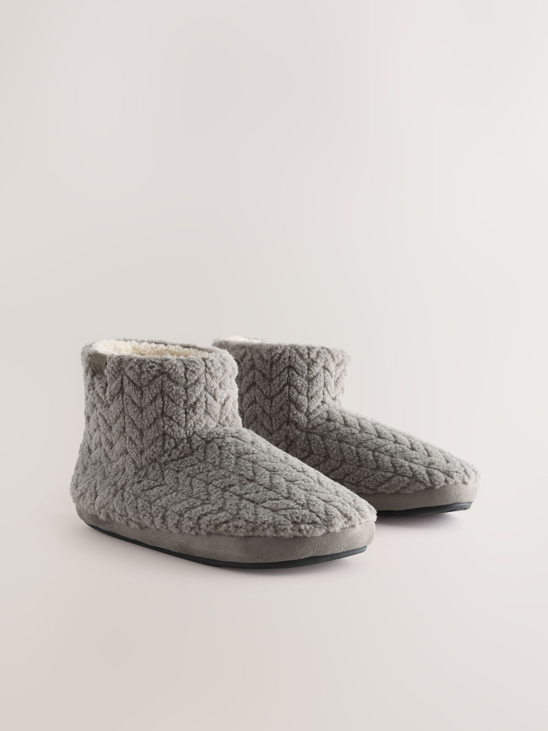 Neutraal - Textured Fleece Boot Slippers