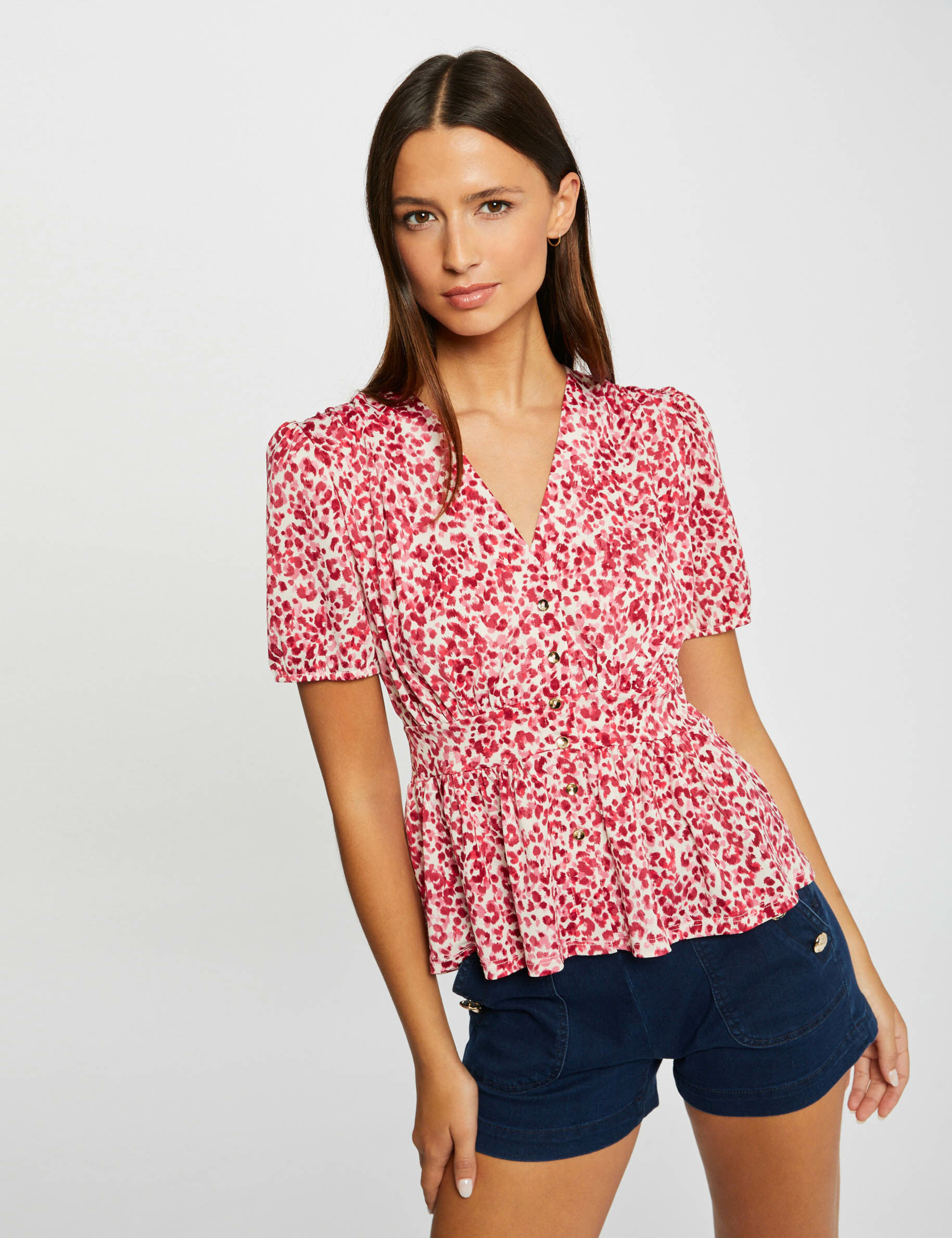 T-shirt manches courtes imprimé abstrait multico femme - multico