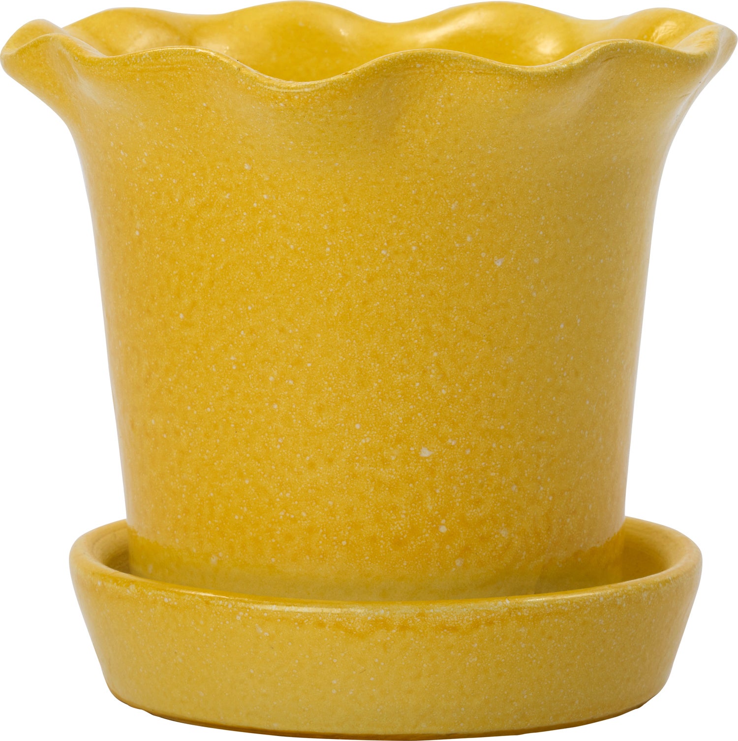 Intratuin bloempot op schotel Nore geel D 13,5 H 11,5 cm