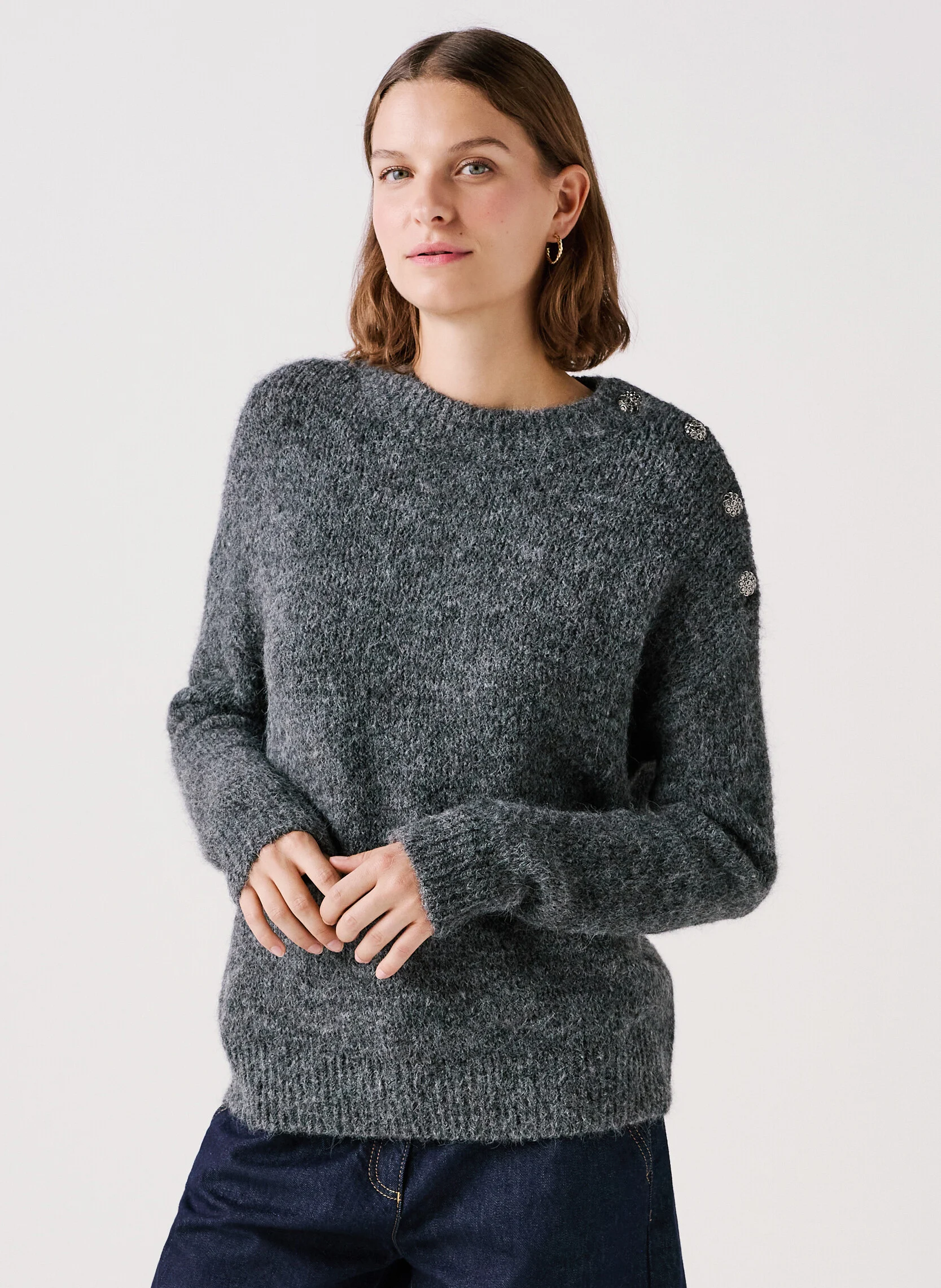MGRACE2 - Pull oversize en maille | Gris