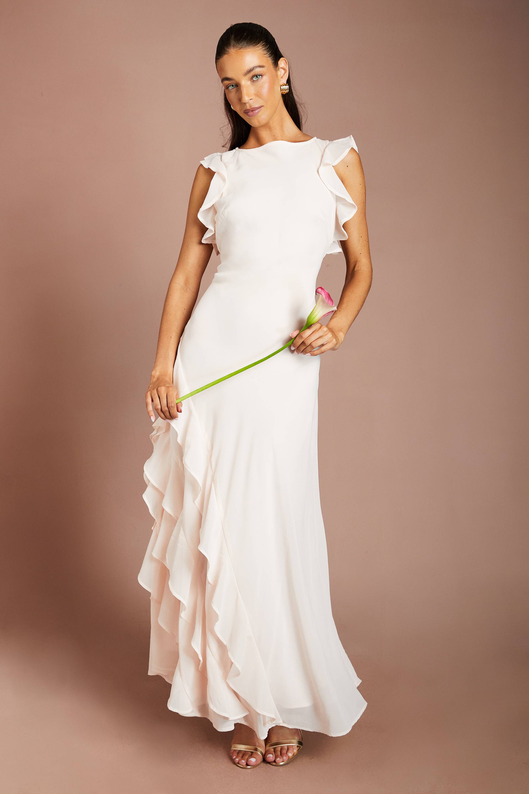 Coast Robe De Demoiselle D'honneur Maxi En Georgette À Volants Coast Honoured