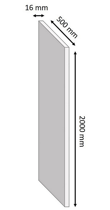 Tablette mélaminé blanc 50 x 200 cm, ép.1,6 cm