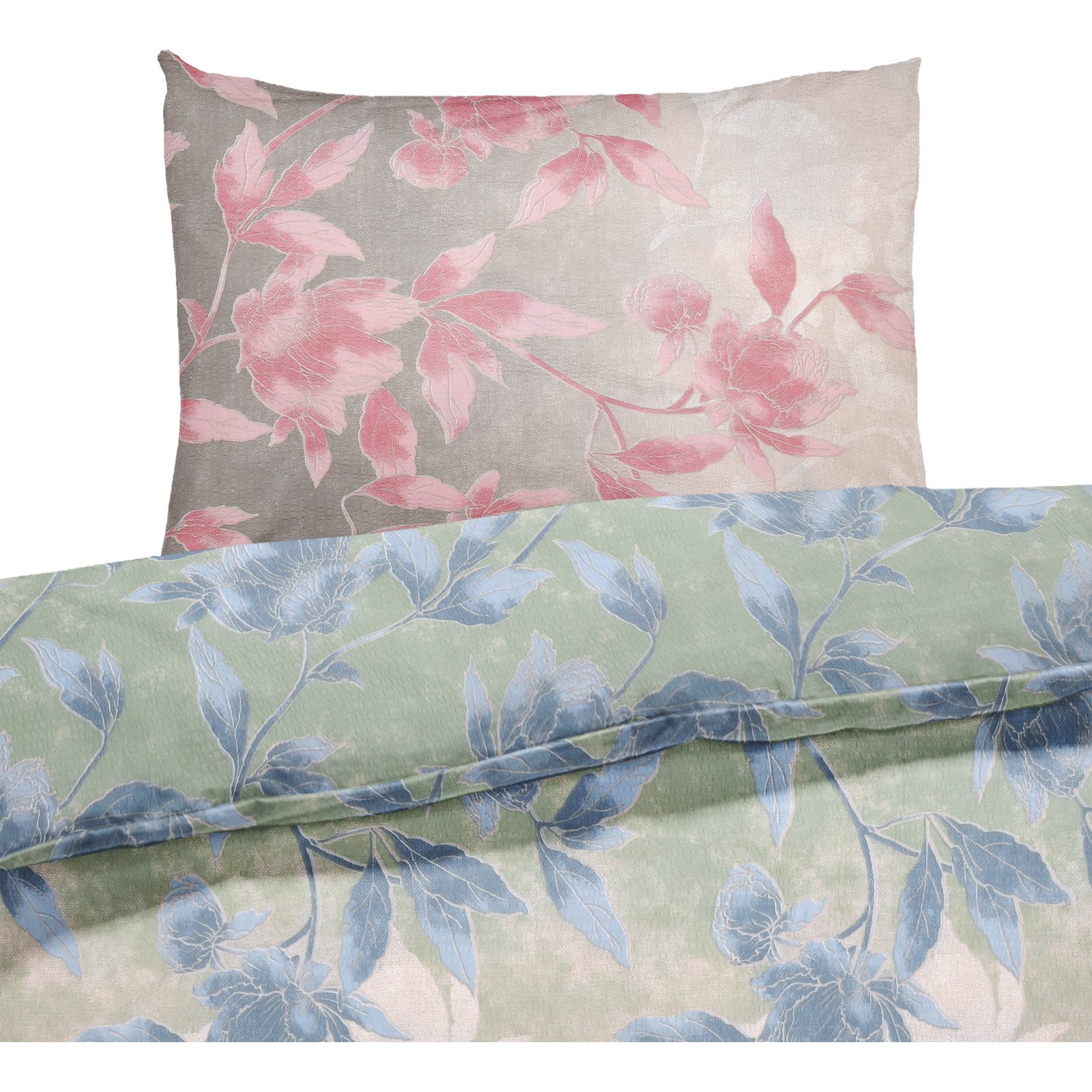 Bettwäsche Seersucker Pflanzen rose 50x70 Kissenbezug