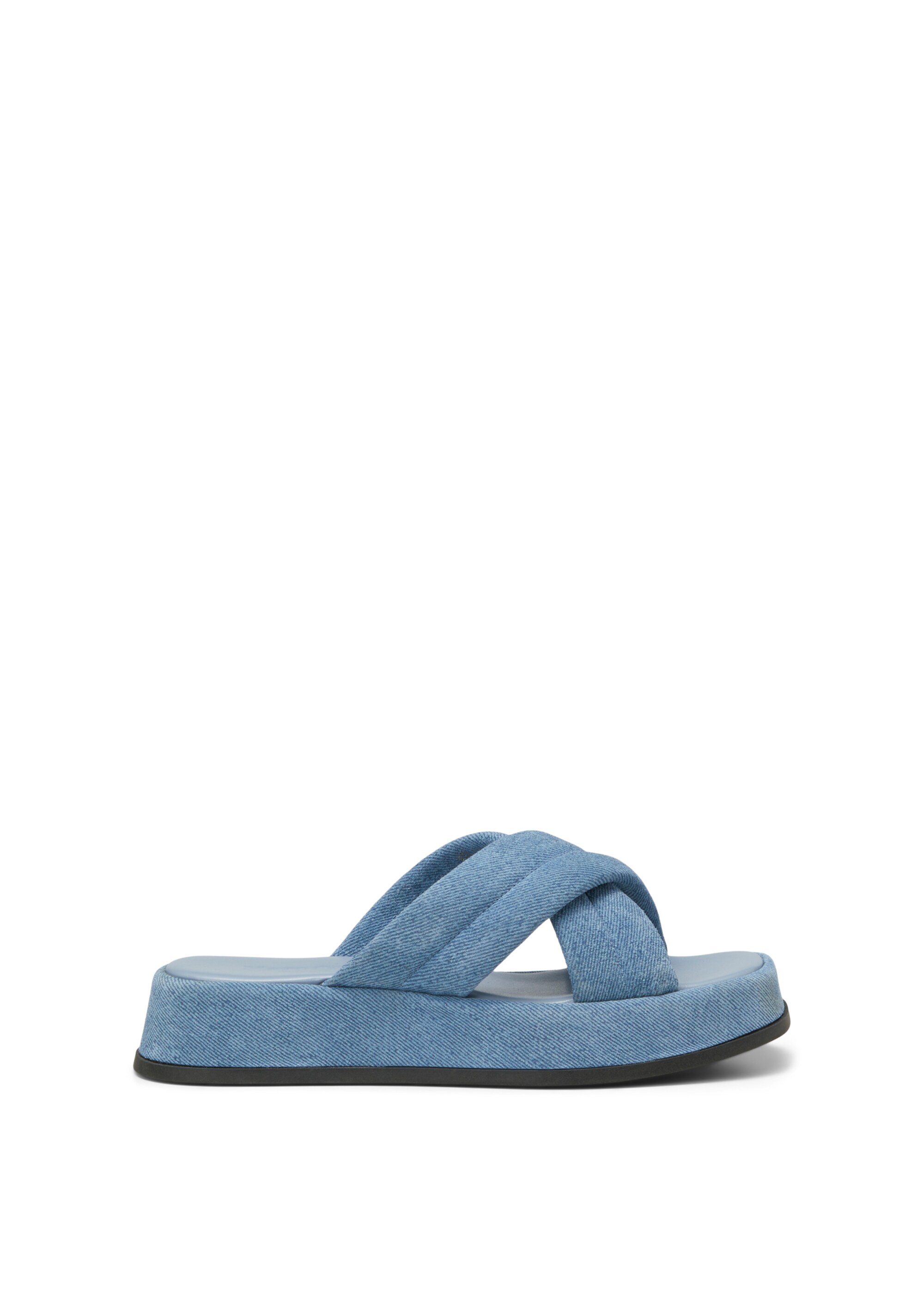 Plateau-Pantolette in Denim-Optik