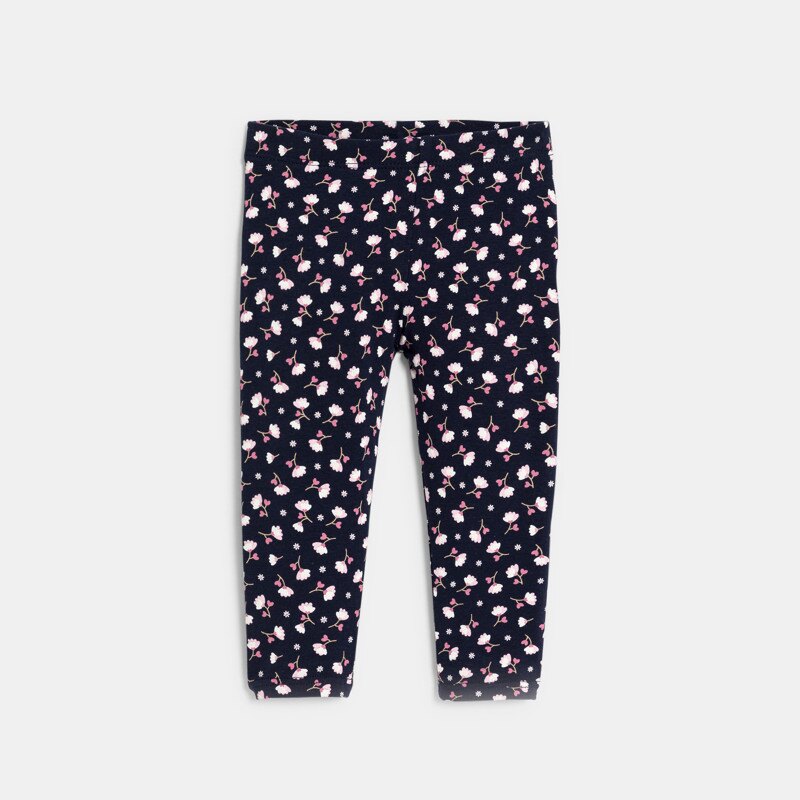 Legging imprimé fleuri bleu marine bébé fille Bleu