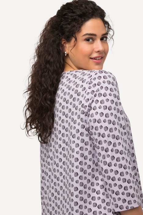 Shirt, Punkte, A-Linie, Carree-Ausschnitt, 3/4-Arm