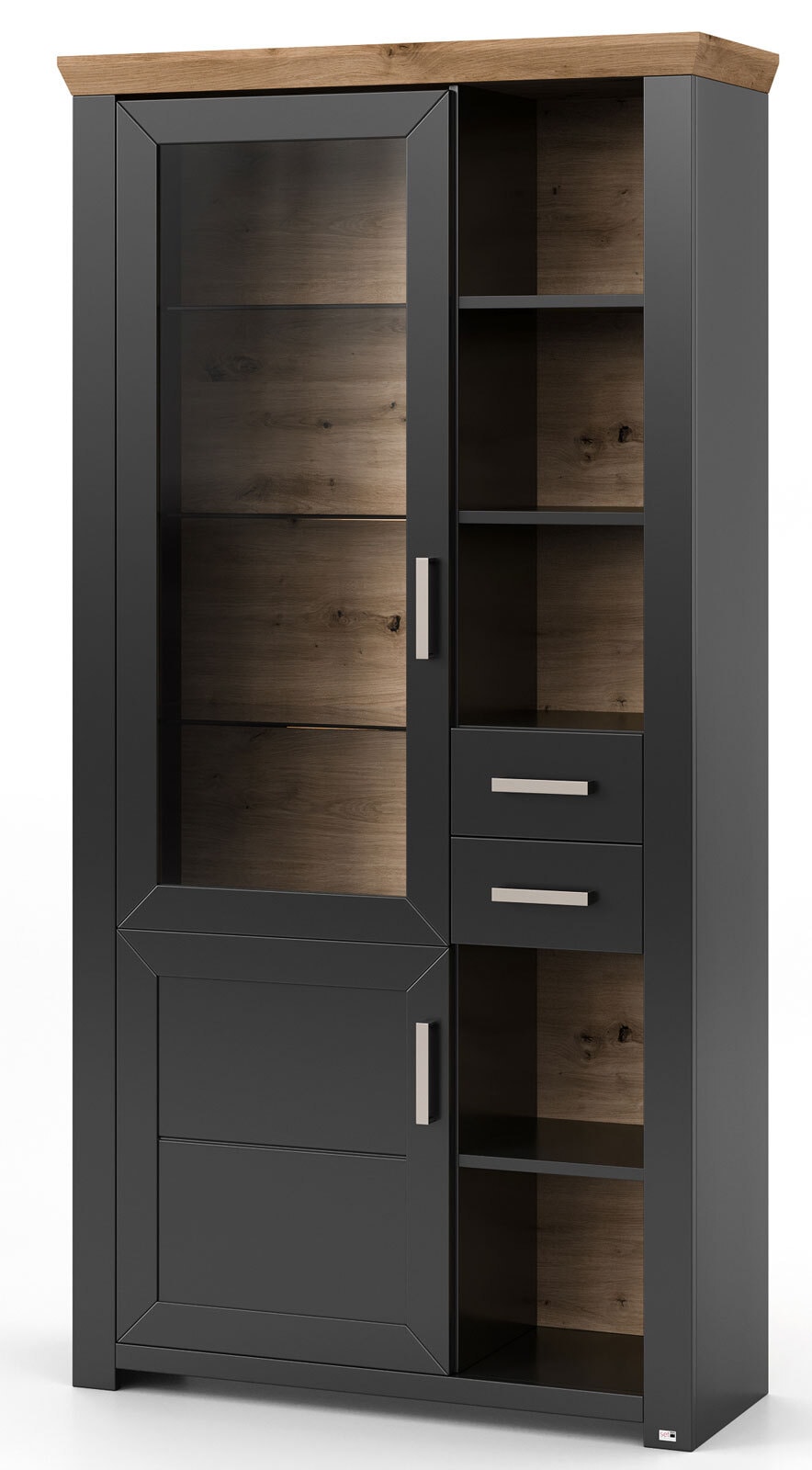 set one by Musterring Vitrine YORK 05 anthrazit /Eiche Artisan