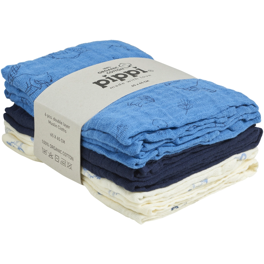 pippi Mousseline doeken Set van 6 Dark Navy