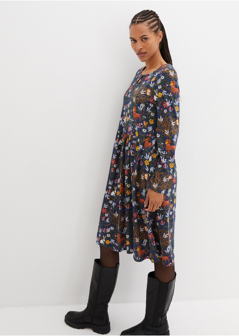 Robe en jersey avec imprimé automnal