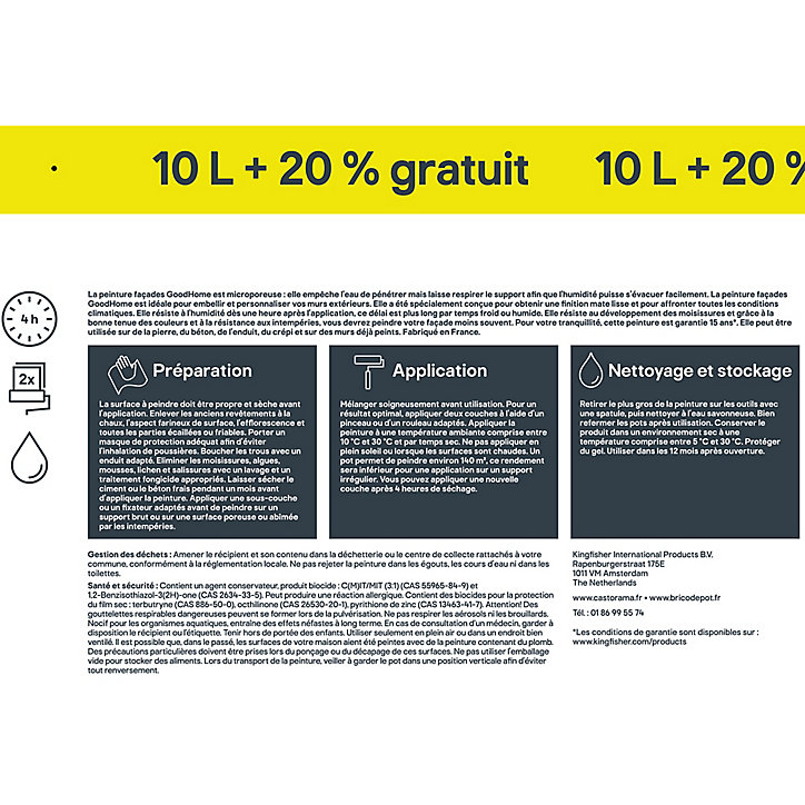 Peinture extérieure GoodHome Classique ton pierre 10L +20% gratuit