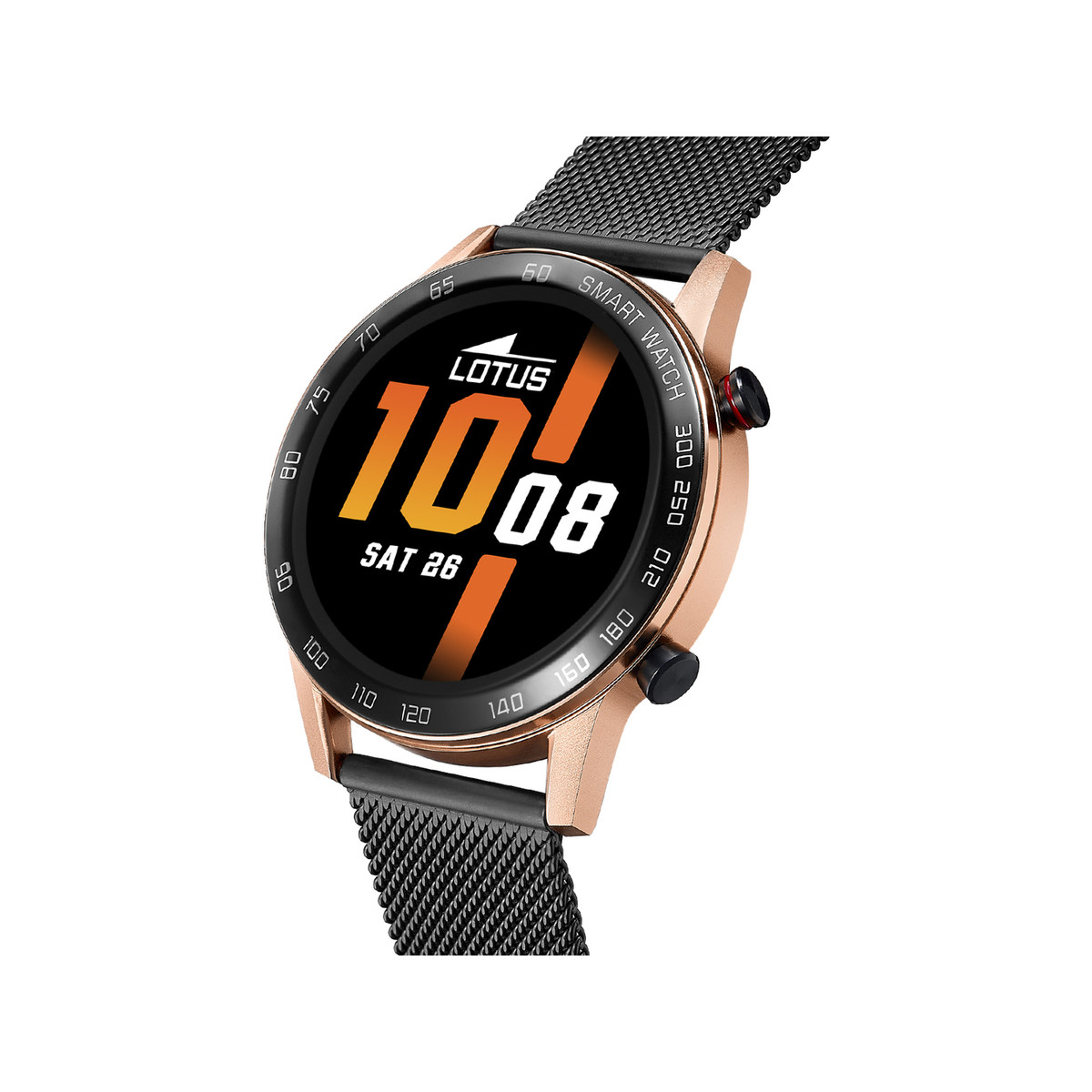 Montre Lotus homme connectée bracelet acier noir maille milanaise