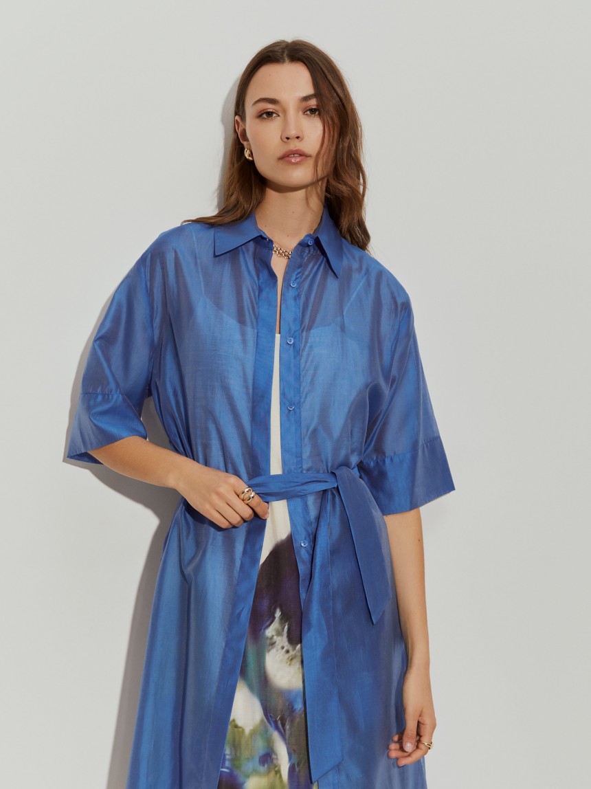 Camisa comprida com tencel