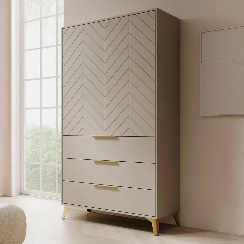 Meubella - Kledingkast Xiano - Beige - 103 cm