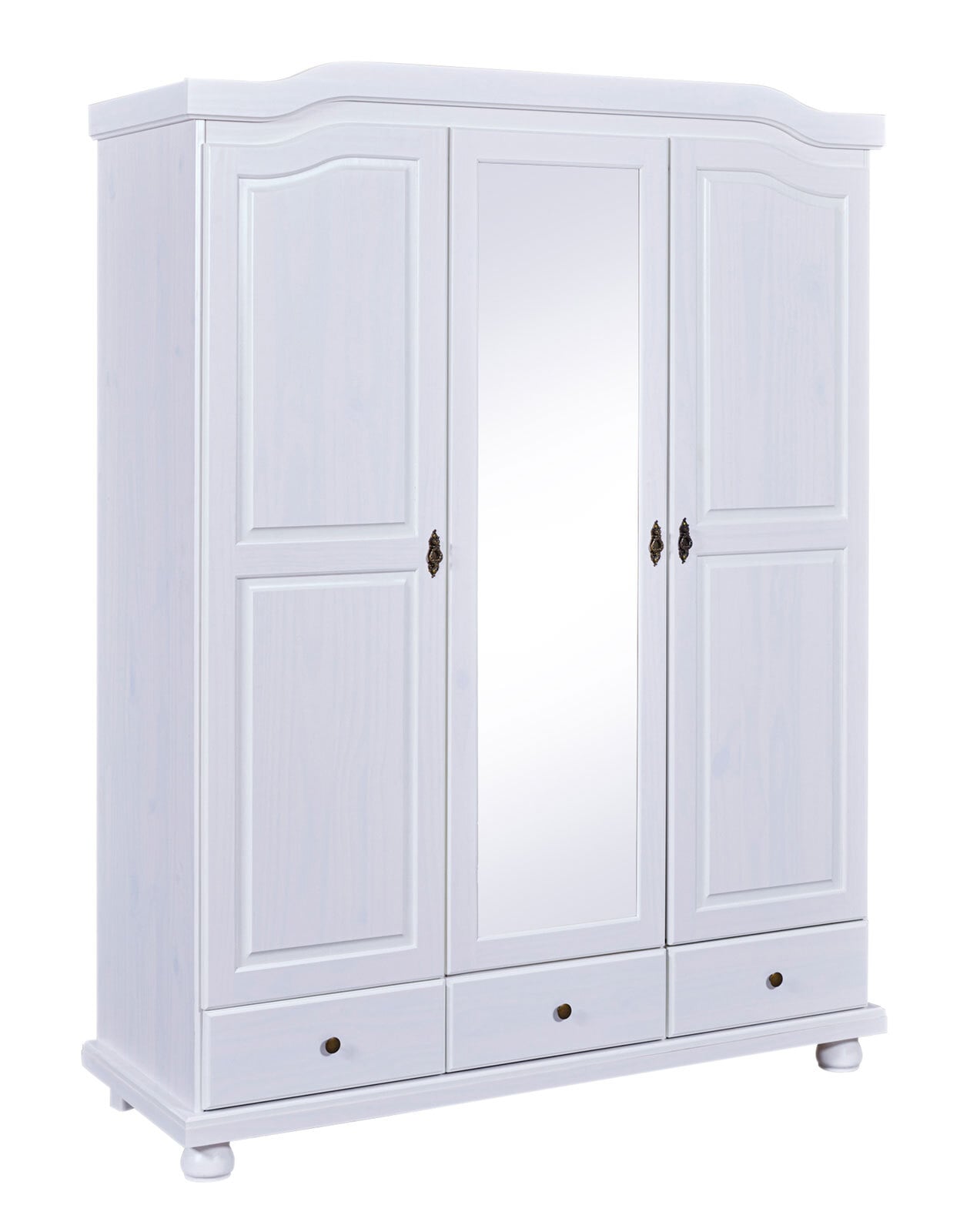 Drehtürenschrank Oskar 150 x 198 cm Kiefer massiv weiß