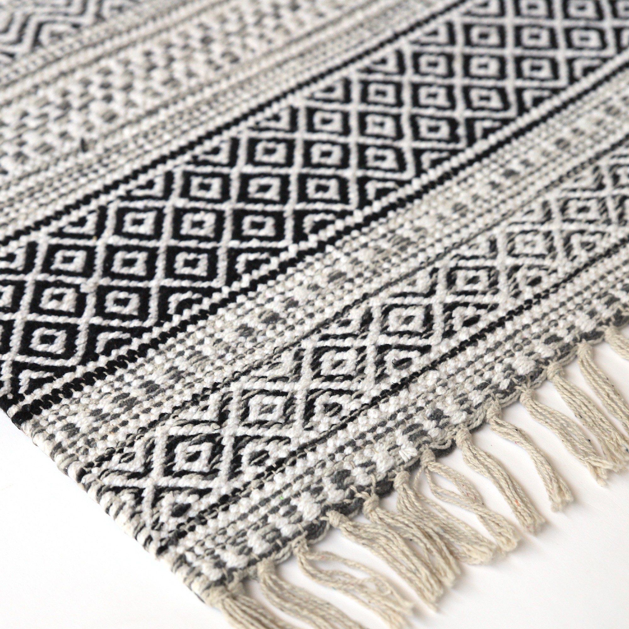 Mini-Rug 'Shari', schwarz-weiß, T 60 cm, B 90 cm von fischer's lagerhaus
