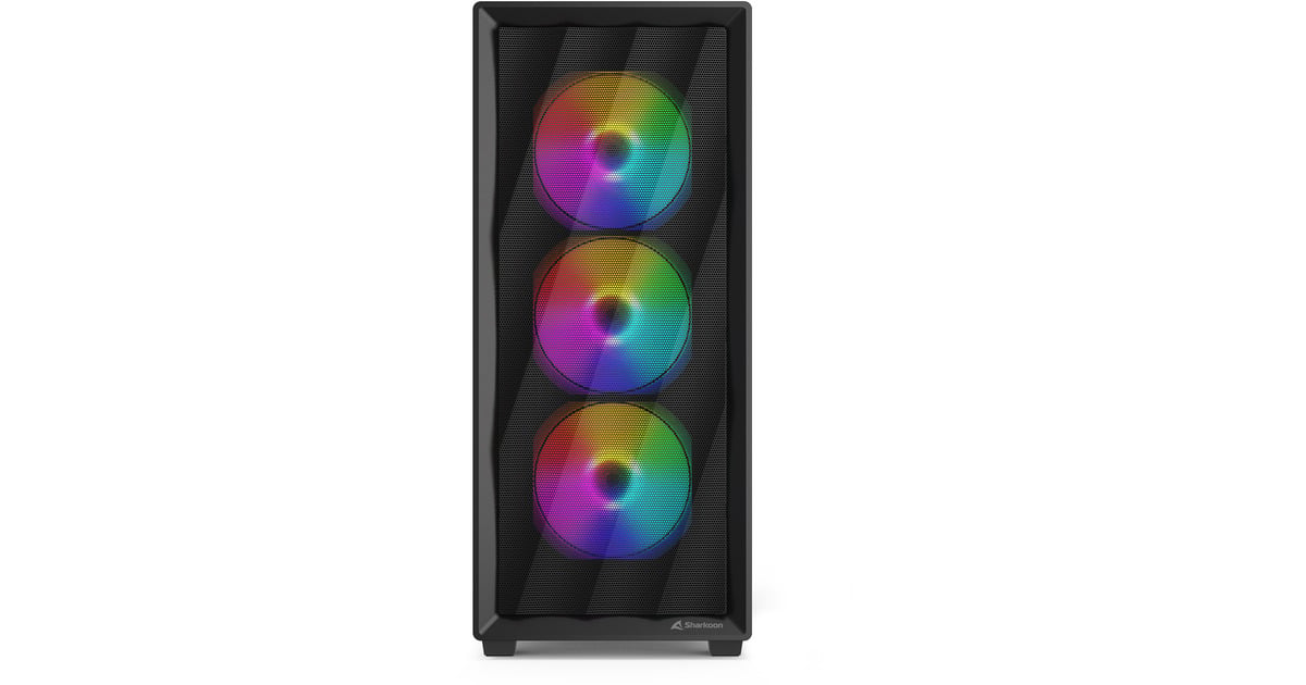 SharkoonVK4 Rainbow midi tower behuizing  (Zwart | 2x USB-A | RGB | Tempered Glass)