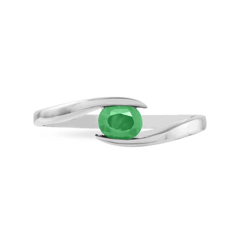Bague Camilia Or Blanc Emeraude