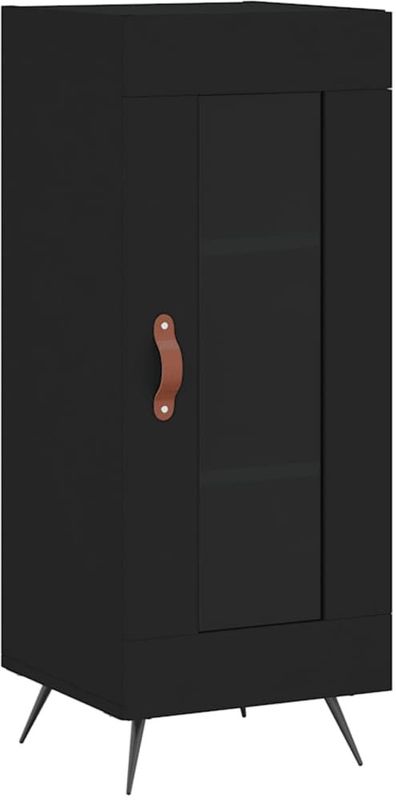 vidaXL - Dressoir - Zwart - Bewerkte Hout - Glazen Deur