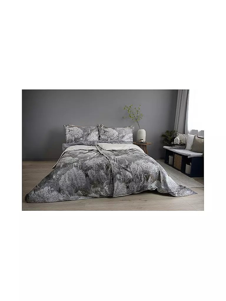 FLEURESSE Satin Bettwäsche 70x90cm/140x200cm BED ART Stone grau