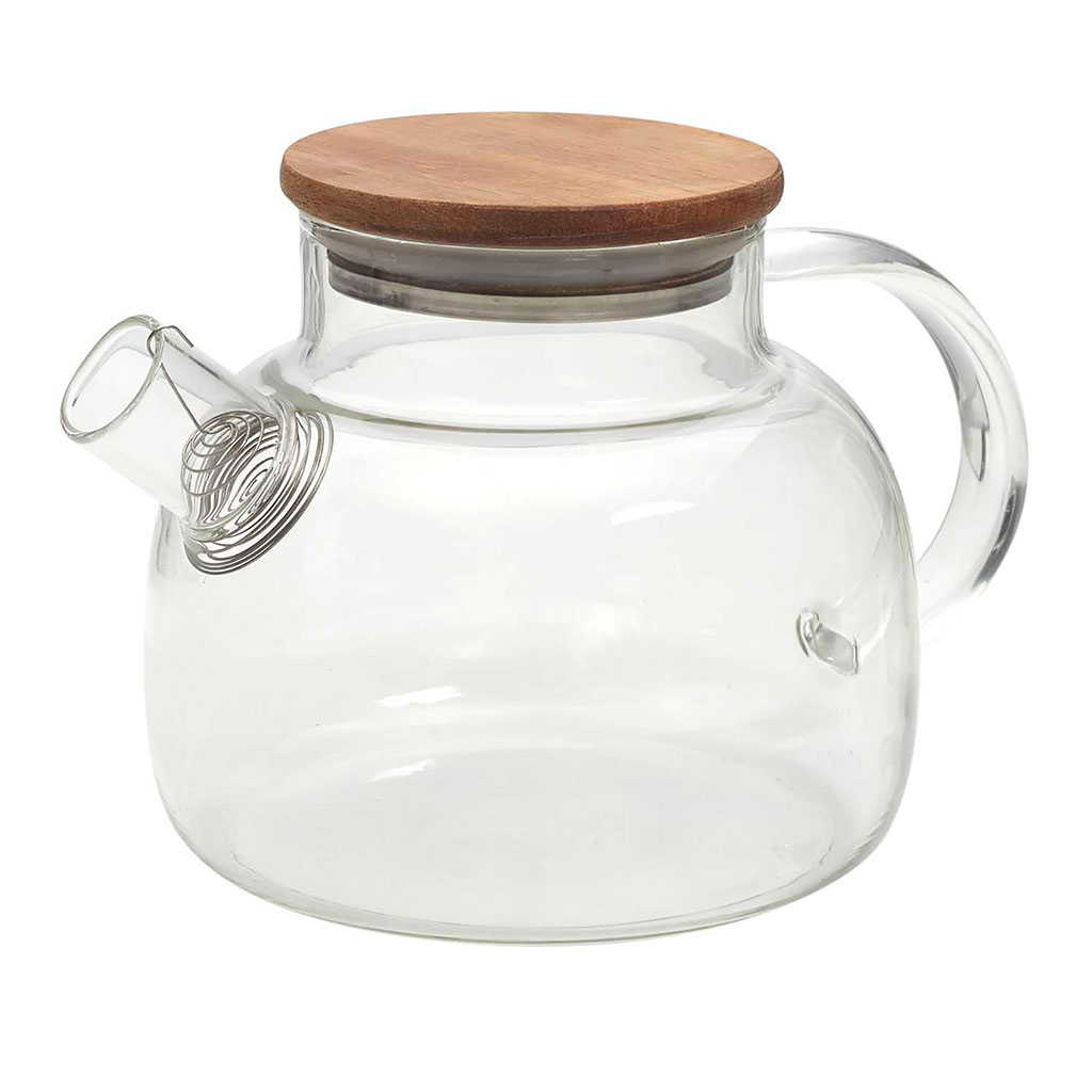 Théière verre et couvercle acacia 90cl