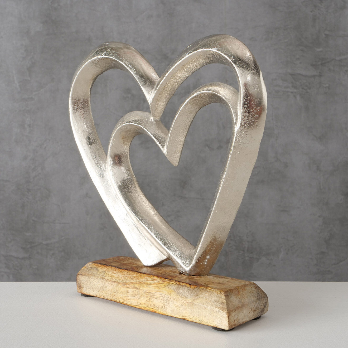 Boltze Objet décoratif à poser Coeur argenté - 17.5x5x19 cm