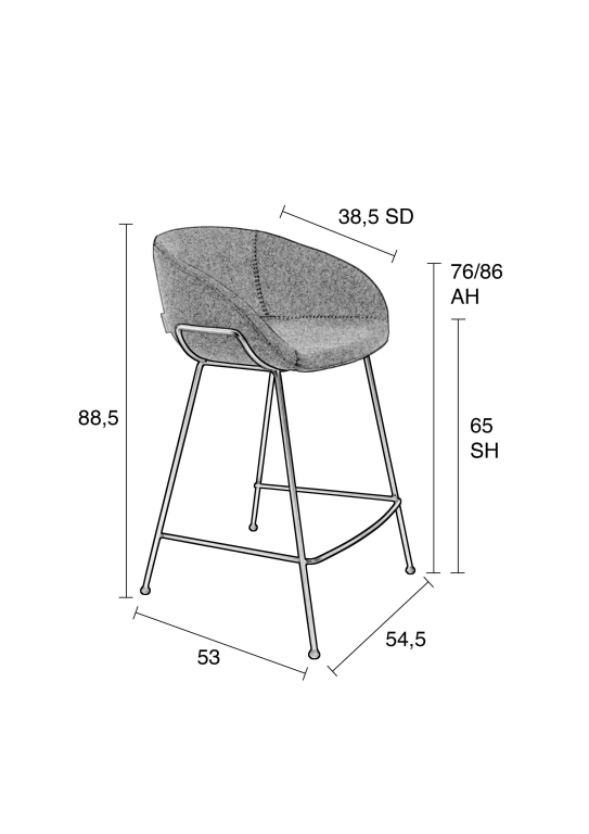 Zuiver Feston barkruk 65cm bruin