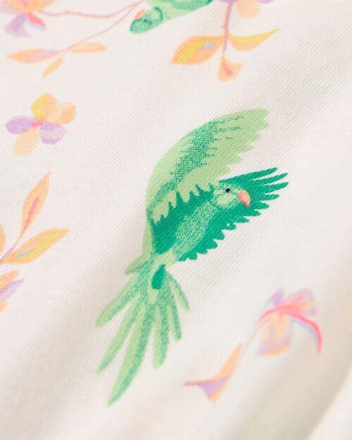 robe bébé oiseaux à volants blanc cassé