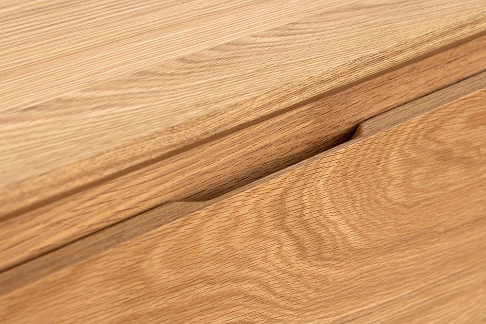 Modernes TV-Board OAK GRAIN 200cm natur Eichenholz zwei Fächer mit Schubladen