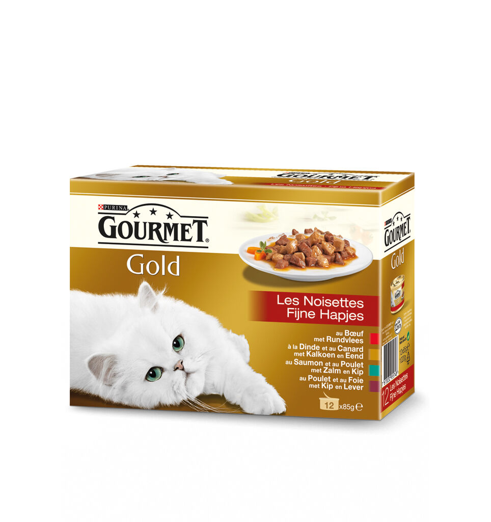 Gourmet Gold - Kattenvoer - 12x85 gram - 1020 - kalkoen, zalm, rund