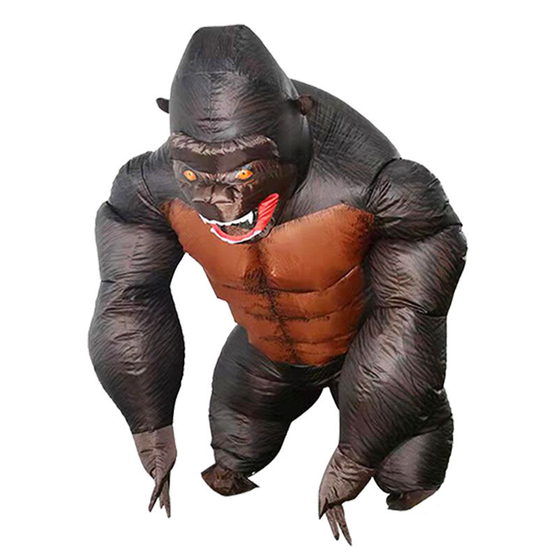 (160-170cm) Fasnachts Erwachsenen Kostüm Aufblasbare Gorilla Verkleidung für Motto Partys / Halloween (Batteriebetrieben) - Braun