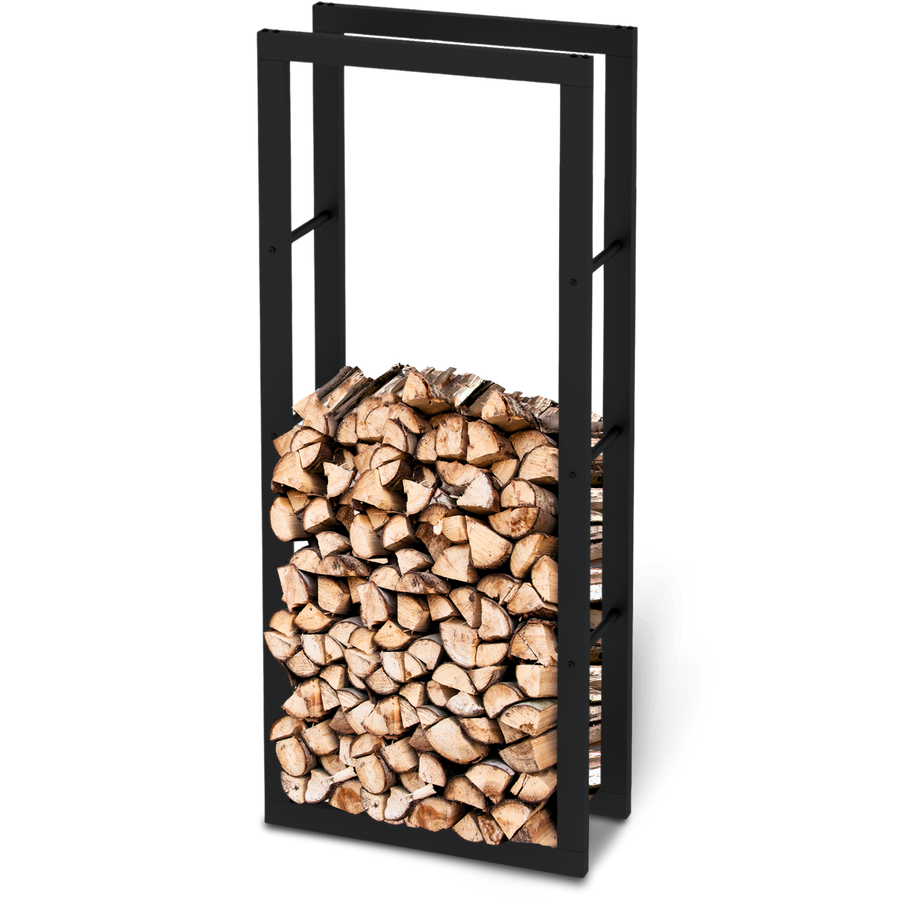 holz4home Haardhoutrek 150x25x60cm Gemaakt van Metaal Zwart Inclusief Ovenwant