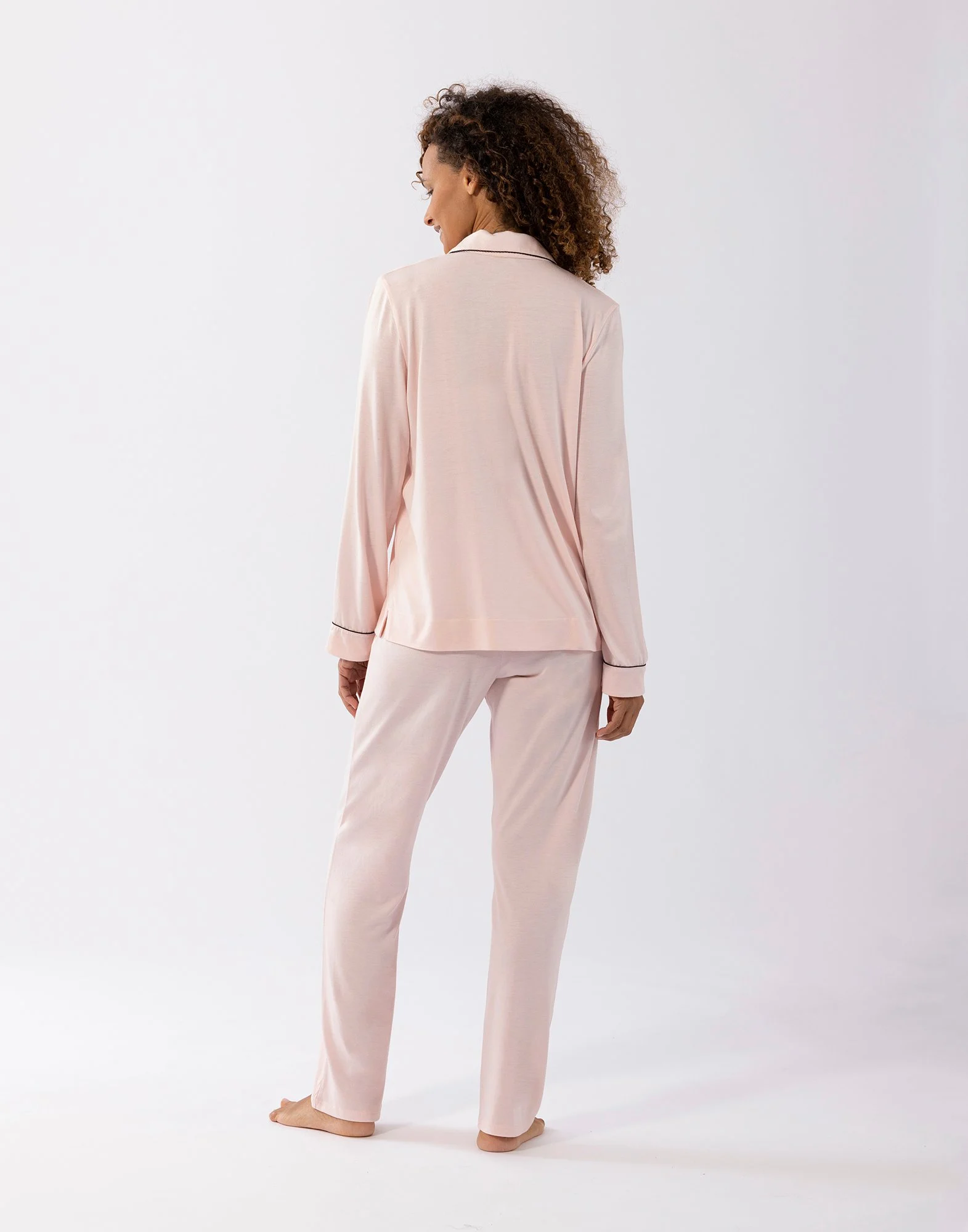 INTEMP A06 - Pyjama boutonné en coton modal | Rose