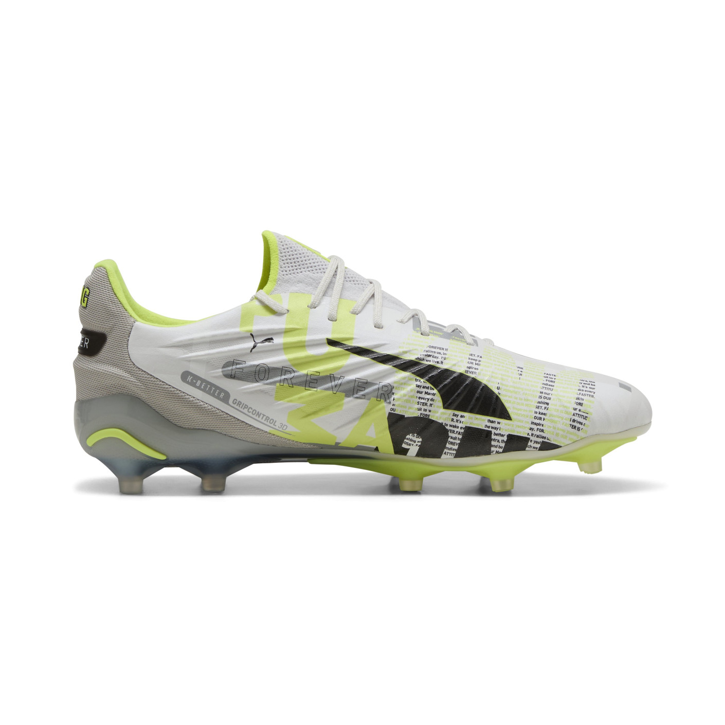 PUMA King Ultimate Forever Gras / Kunstgras Voetbalschoenen (MG) Grijs Geel Zwart