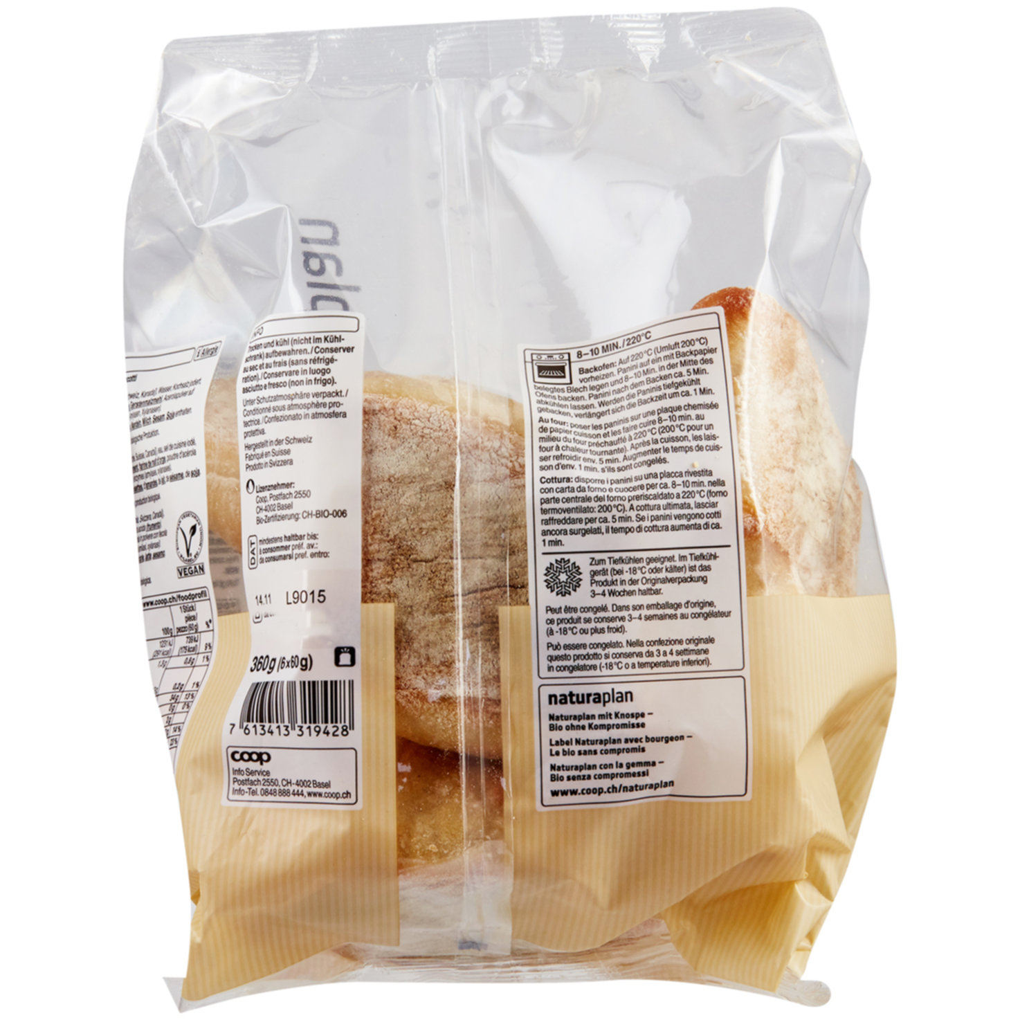 Naturaplan Bio Frischback Panini 6 Stück