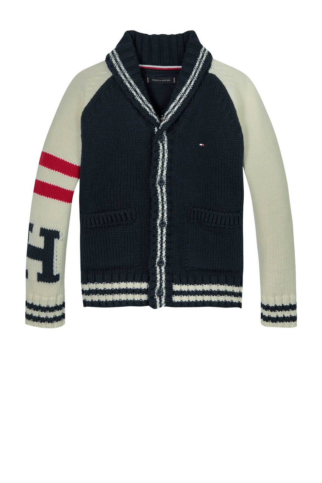 Tommy Hilfiger vest donkerblauw grof gebreid