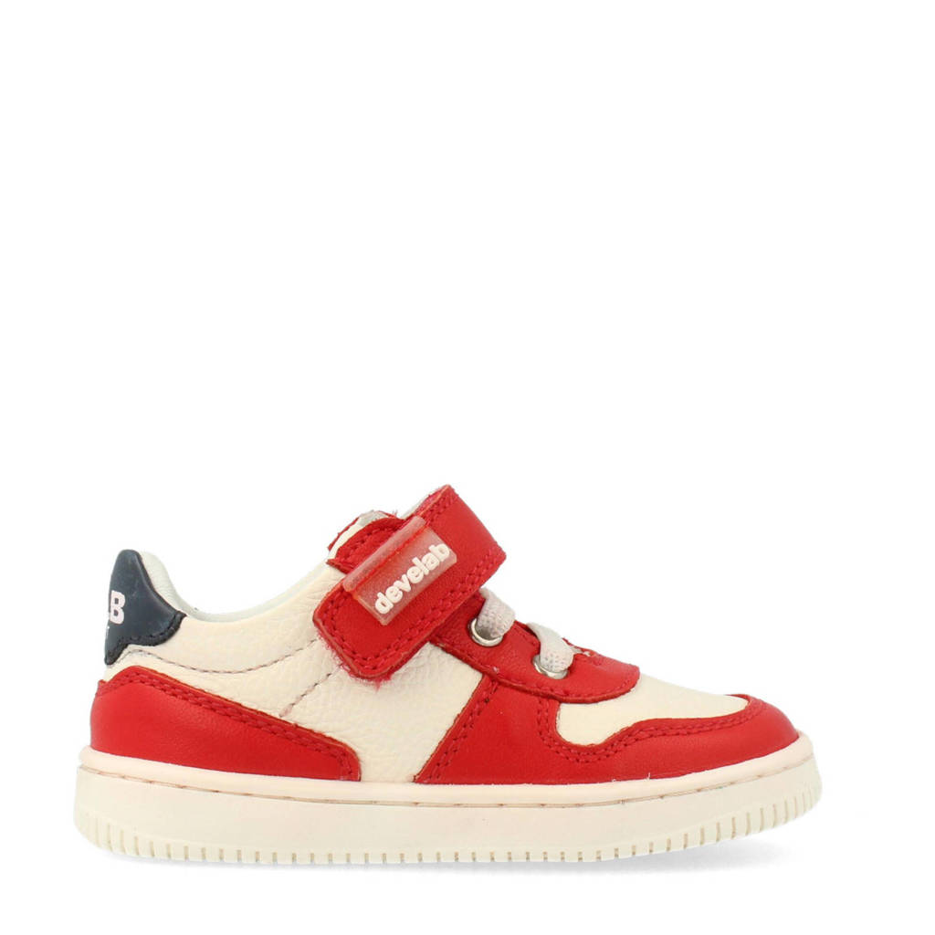 Develab leren sneakers rood/wit