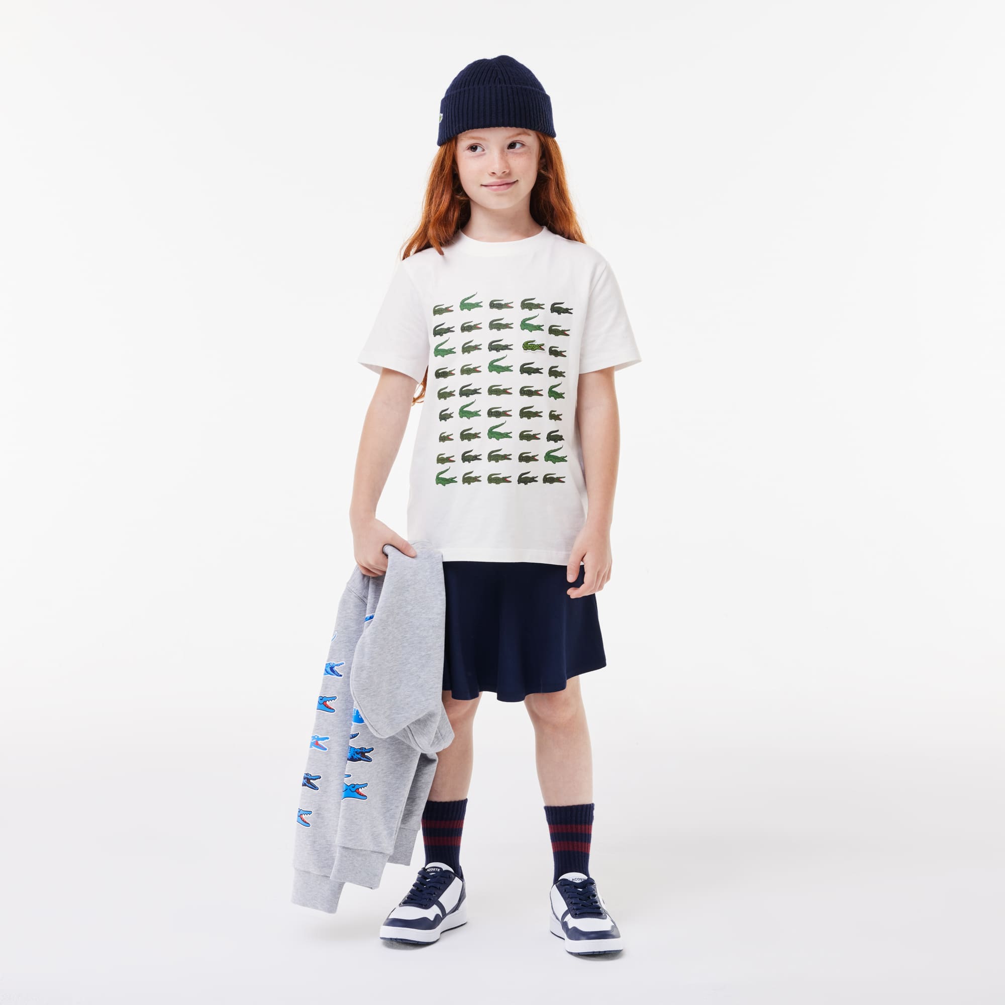 T-shirt avec imprimé crocodile en coton T-Shirts & Chemises - Blanc - Lacoste - Enfant