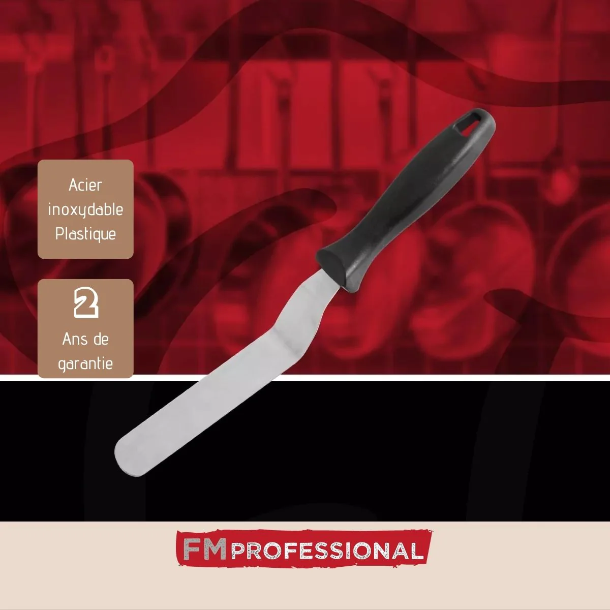 Spatule coudée de pâtisserie en inox 29 cm l Pâtisserie FM Professiona
