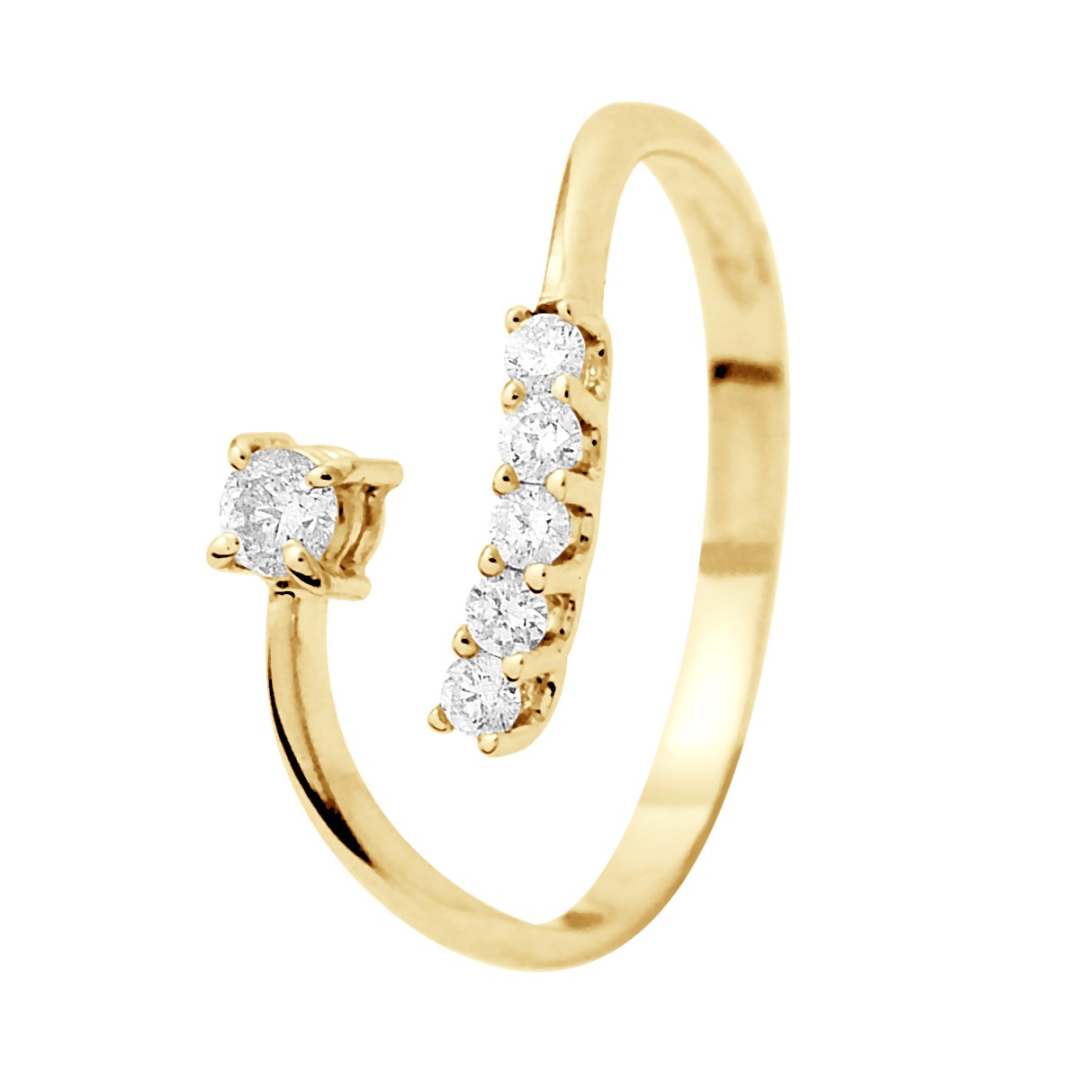 Bague Diamants 0,15 Cts Joaillerie Or Jaune